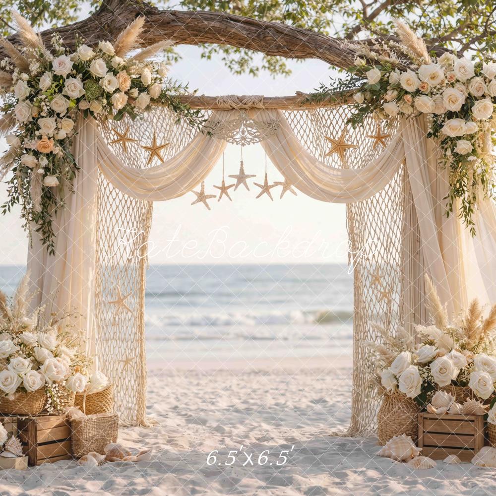 Kate Wedding Beach Floral Arch Starfish Backdrop Designed by Mini MakeBelieve - Image 2