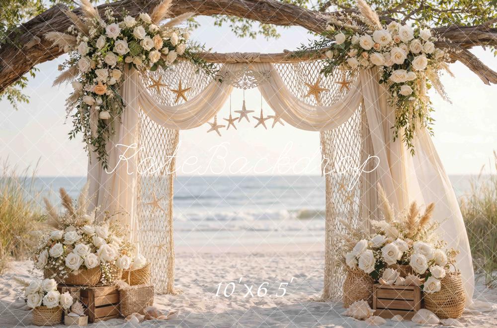 Kate Wedding Beach Floral Arch Starfish Backdrop Designed by Mini MakeBelieve - Image 4