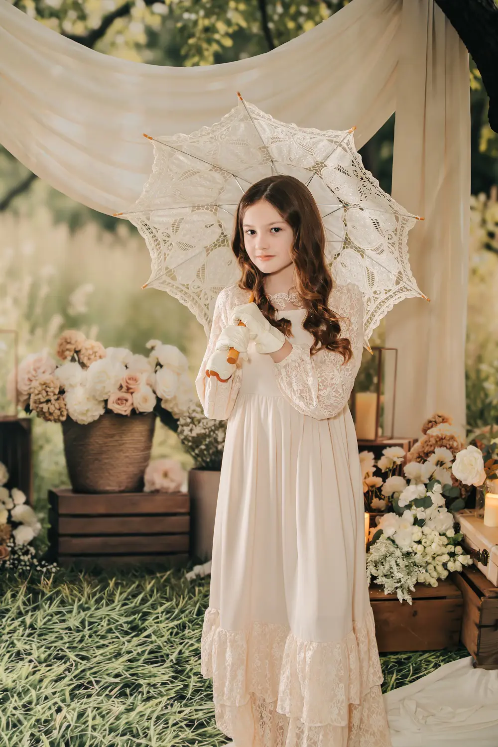 Kate Wedding Cream Drapes Candles Backdrop Designed by Mini MakeBelieve