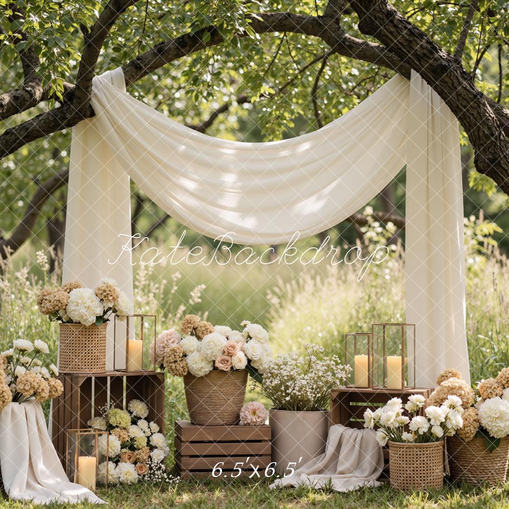 Kate Wedding Cream Drapes Candles Backdrop Designed by Mini MakeBelieve - Image 3