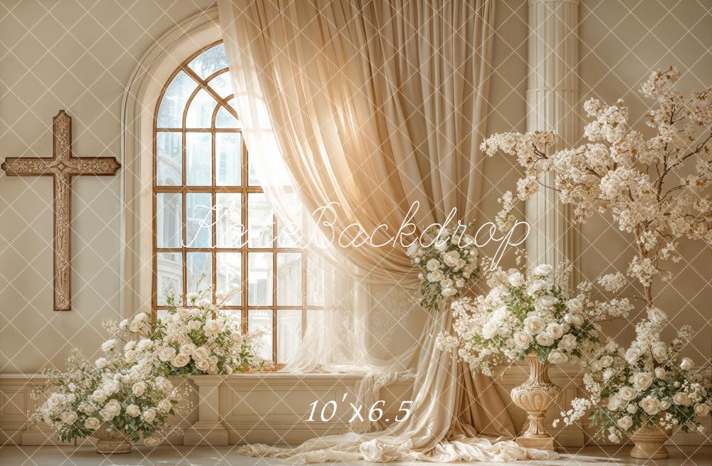 Kate Wedding Cross Arch Window Floral Backdrop Designed by Emetselch - Image 4