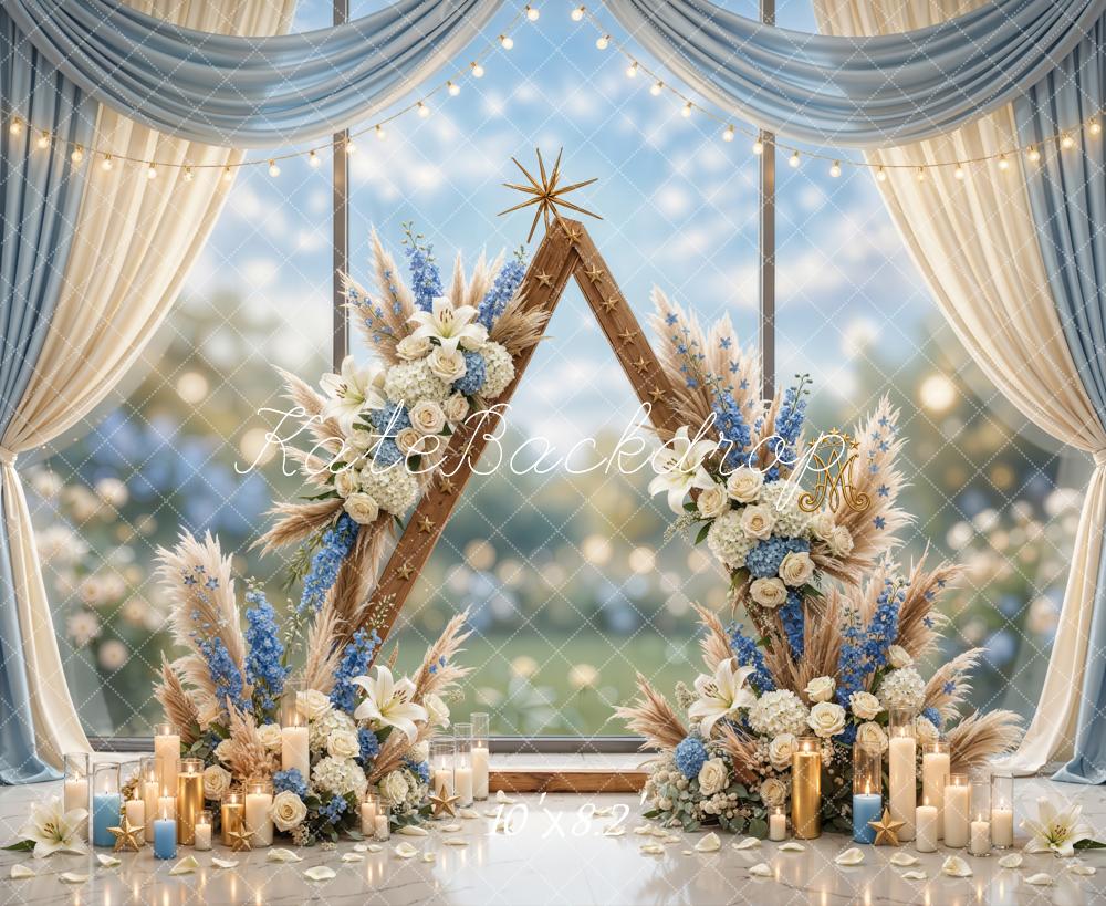 Kate Wedding Floral Candles Fleece Backdrop Designed by Emetselch - Image 3