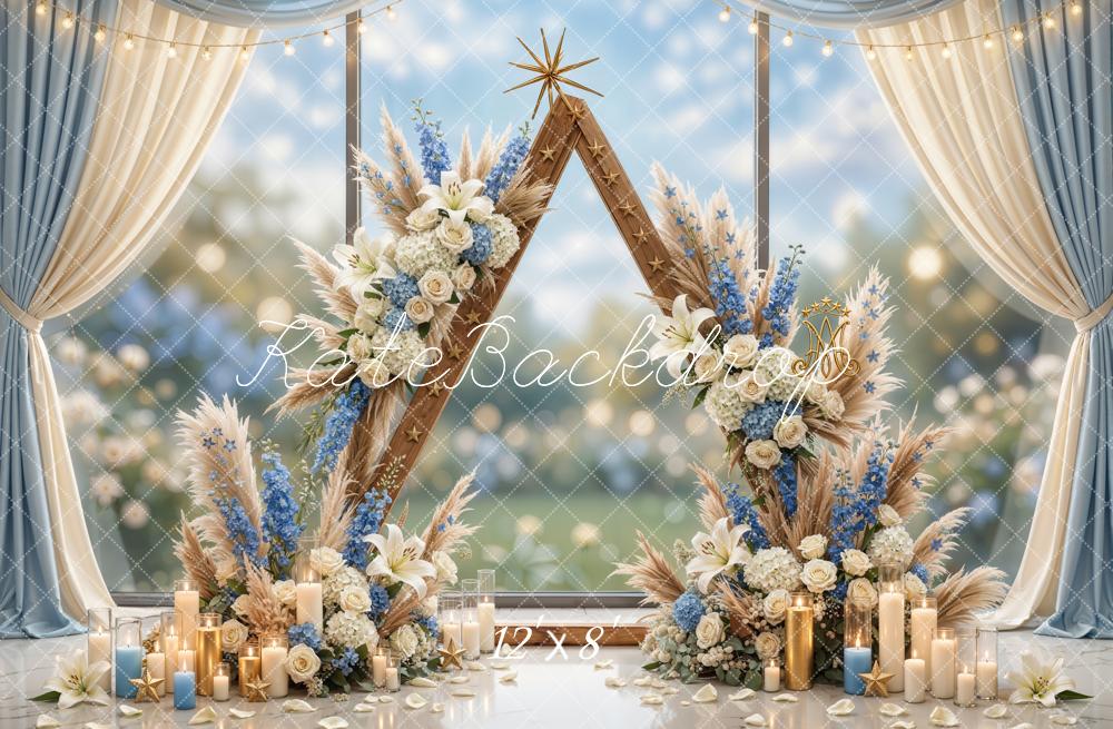 Kate Wedding Floral Candles Fleece Backdrop Designed by Emetselch - Image 4