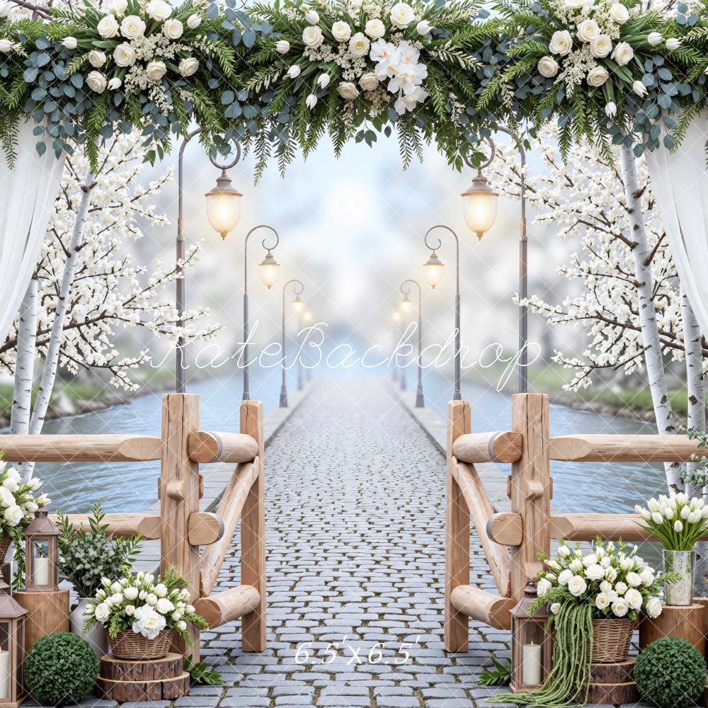 Kate Wedding Floral Arch Cobblestone Pathway Backdrop Designed by Mini MakeBelieve - Image 2