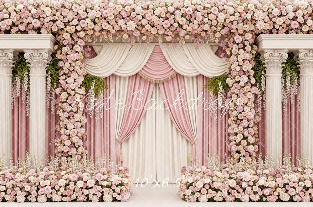 Kate Wedding Floral Drapes Columns Backdrop Designed by Patty Robert - Image 4