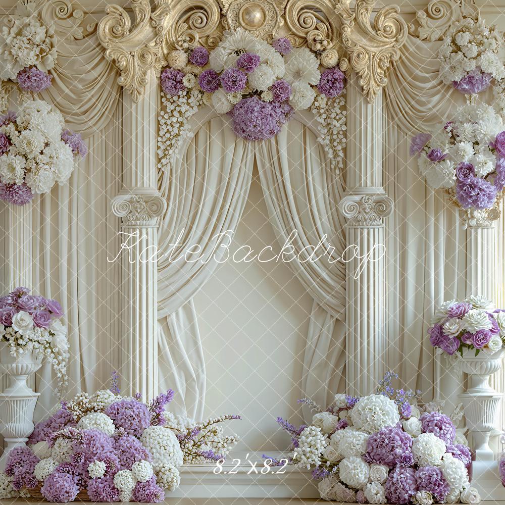 Kate Wedding Floral Ivory Columns Backdrop Designed by Mini MakeBelieve - Image 5