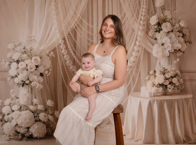 Kate Wedding Floral Pearl Drapes Candle Backdrop Designed by Emetselch - Image 3