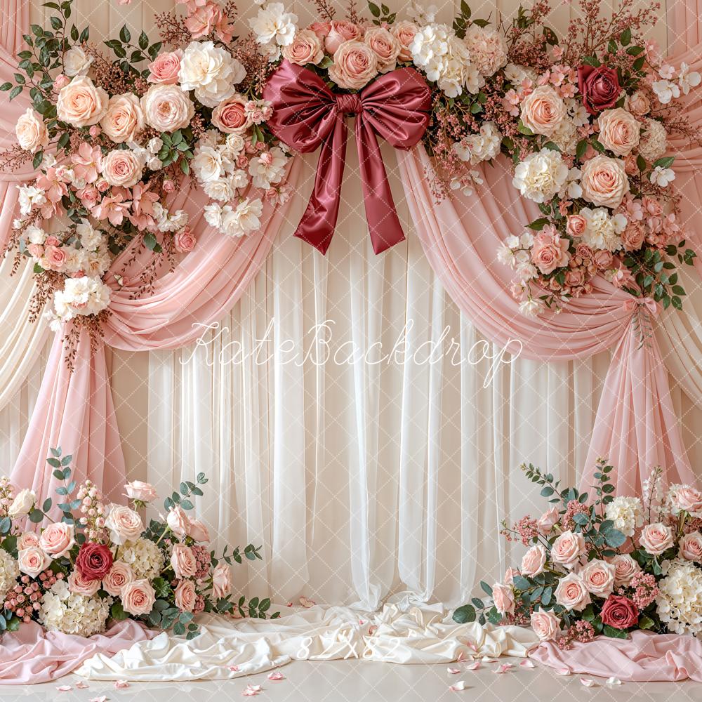 Kate Wedding Floral Pink Drapes Backdrop Designed by Emetselch - Image 10