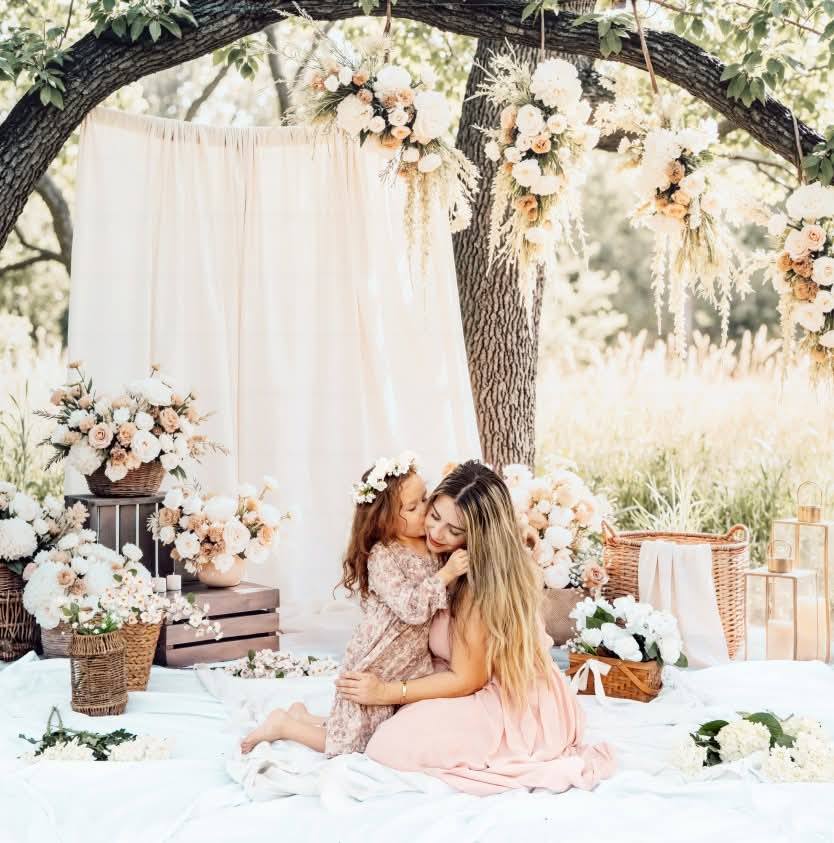 Kate Spring Wedding Floral Cream Drapes Lanterns Backdrop Designed by Mini MakeBelieve - Image 10