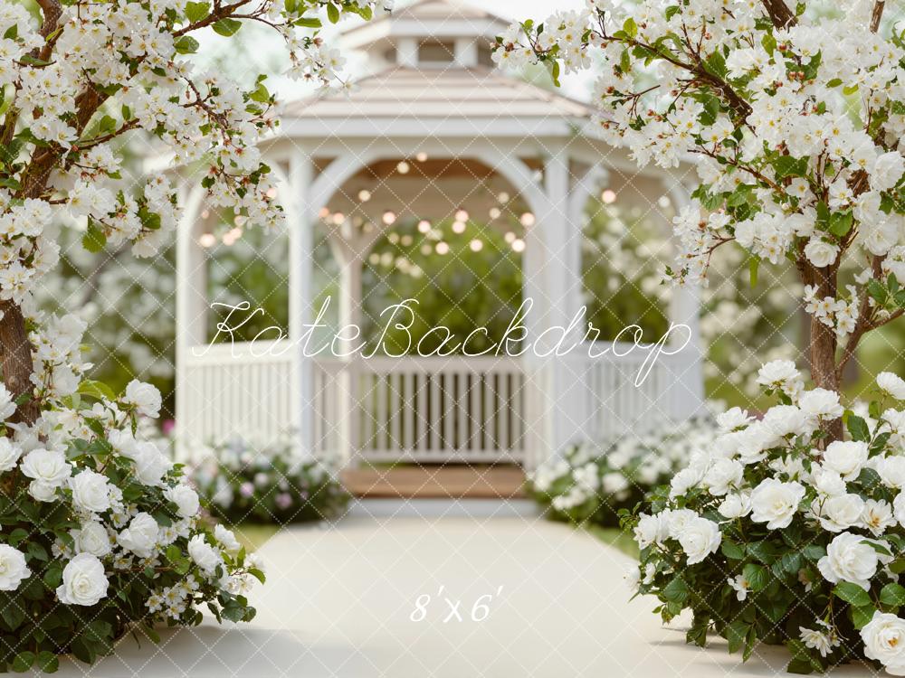Kate Wedding Gazebo White Floral Fleece Backdrop Designed by Emstselch