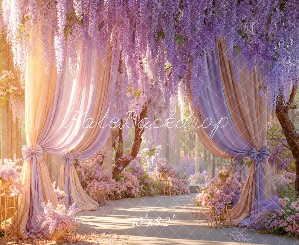 Kate Wedding Lavender Drapes Fleece Backdrop Designed by Emetselch - Image 3