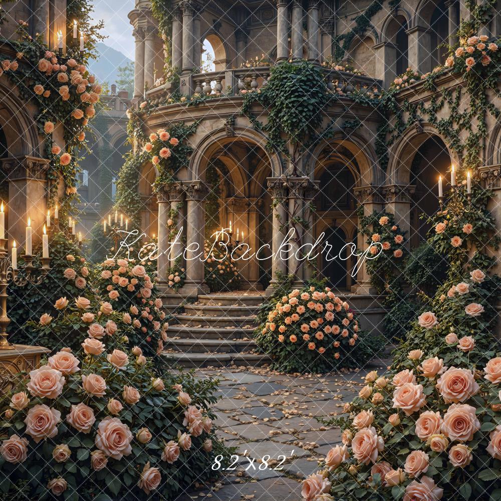 Kate Wedding Roses Candlelight Staircase Arches Backdrop Designed by Mini MakeBelieve - Image 5