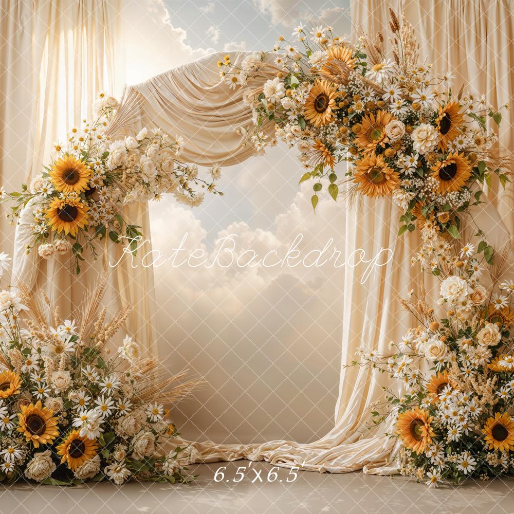 Kate Wedding/Spring Sunflowers Daisies Arch Cream Backdrop Designed by Emetselch - Image 2