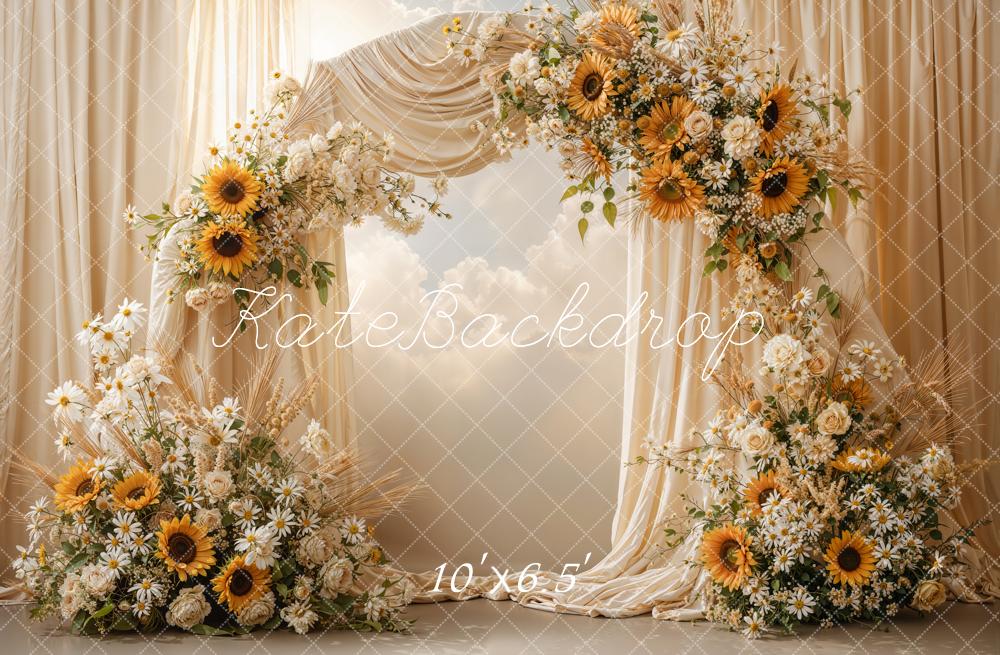 Kate Wedding/Spring Sunflowers Daisies Arch Cream Backdrop Designed by Emetselch - Image 4