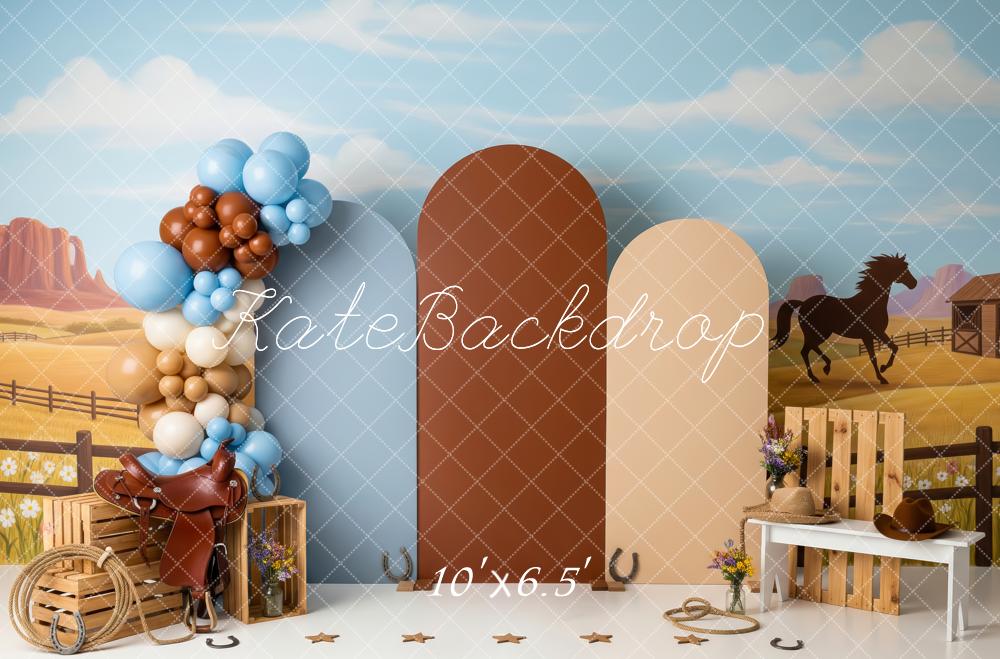 Kate Western Horse Saddle Balloons Desert Fleece Backdrop Designed by Patty Robert - Image 2