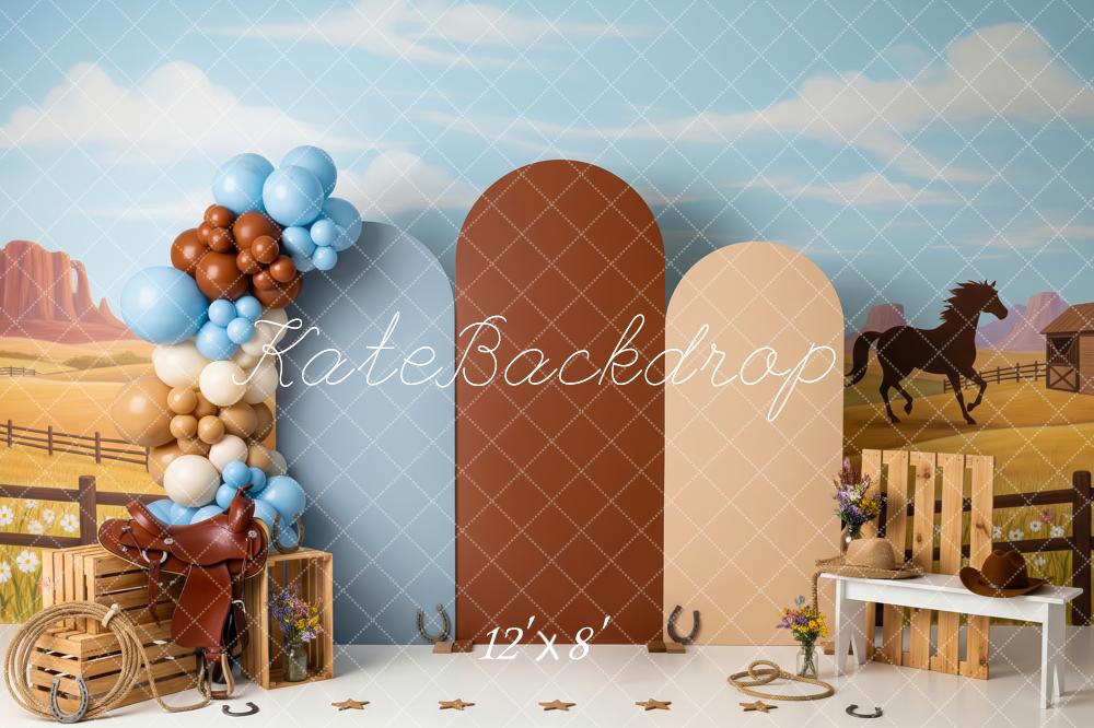 Kate Western Horse Saddle Balloons Desert Fleece Backdrop Designed by Patty Robert - Image 4
