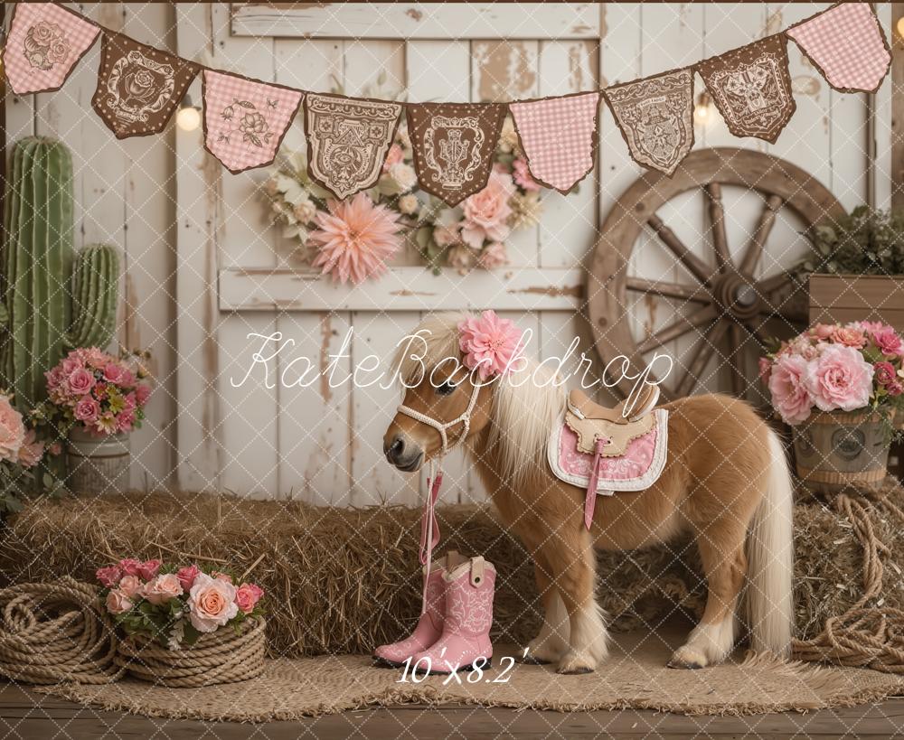 Kate Western Pony Barn Decor Fleece Backdrop Designed by Emetselch - Image 3