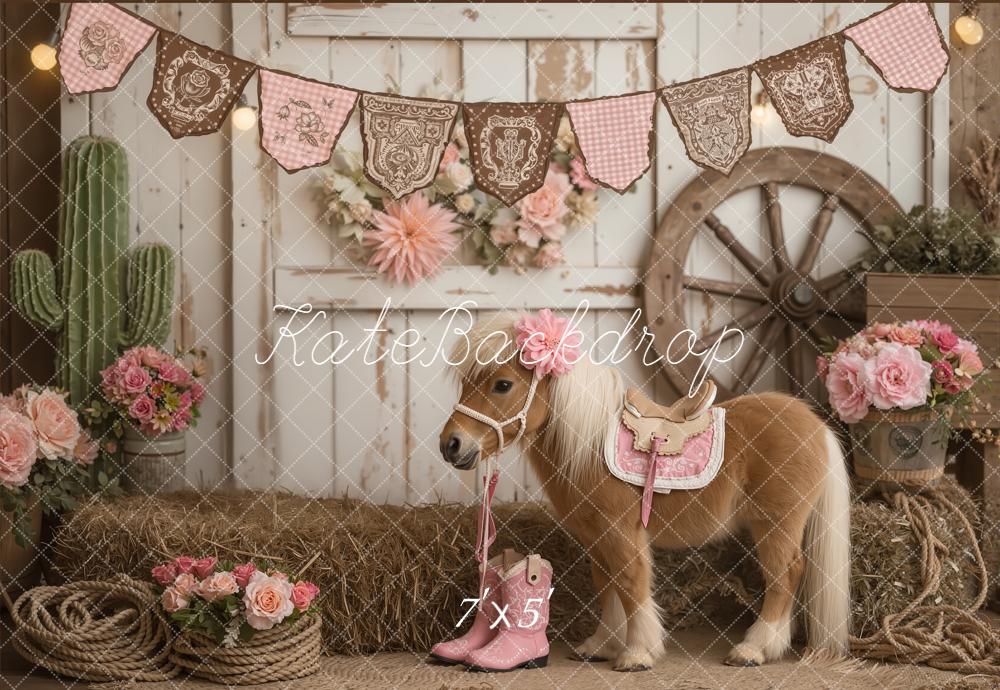 Kate Western Pony Hay Rustic Backdrop Designed by Emetselch