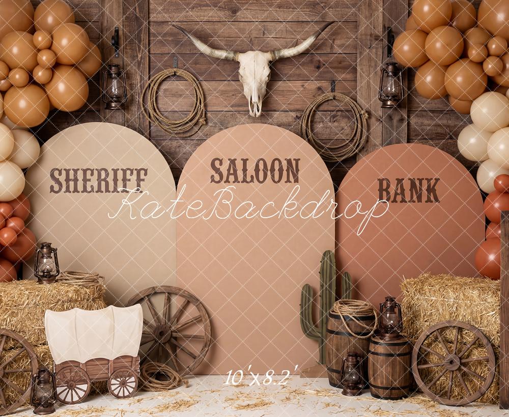 Kate Western Saloon Cactus Hay Barrel Fleece Backdrop Designed by Patty Robert - Image 3
