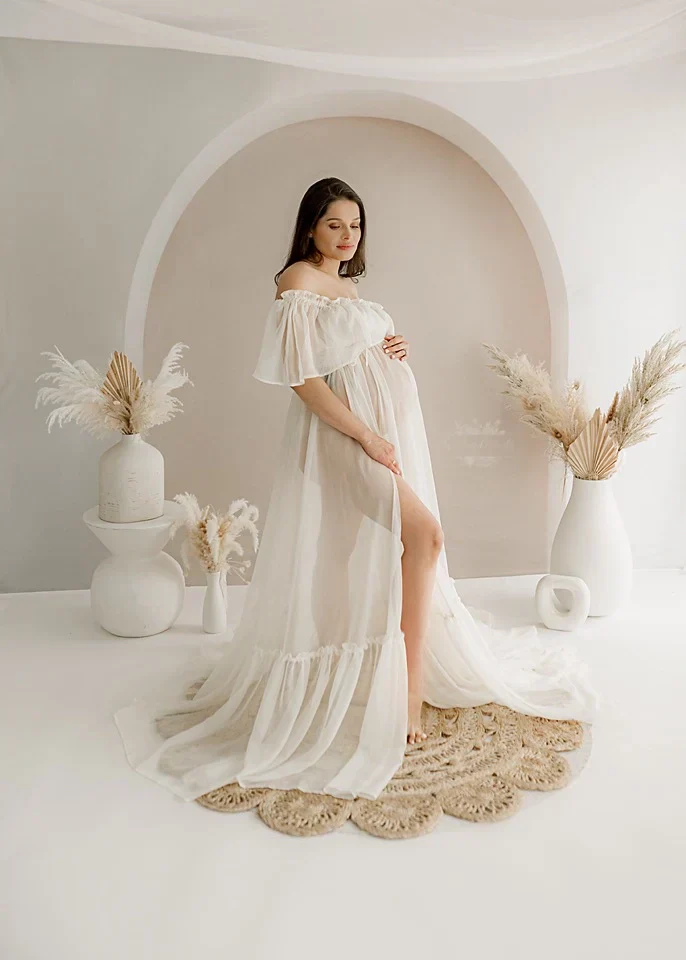 Kate Beige White Art Arch Wall Fleece Backdrop Designed by Kate Image