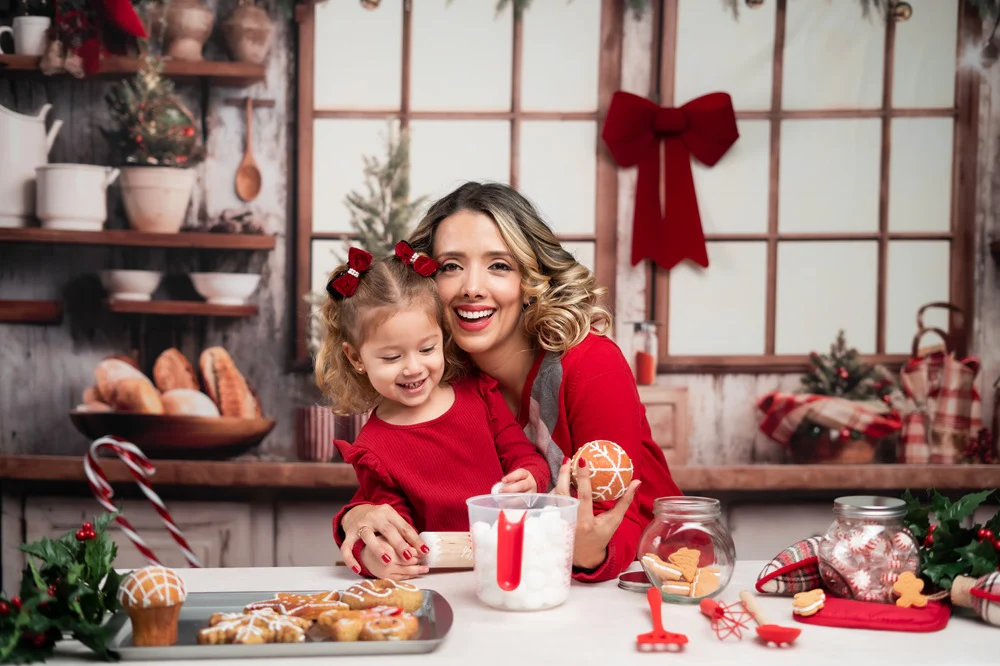 Kate White Christmas Kitchen Fleece Backdrop Designed by Emetselch
