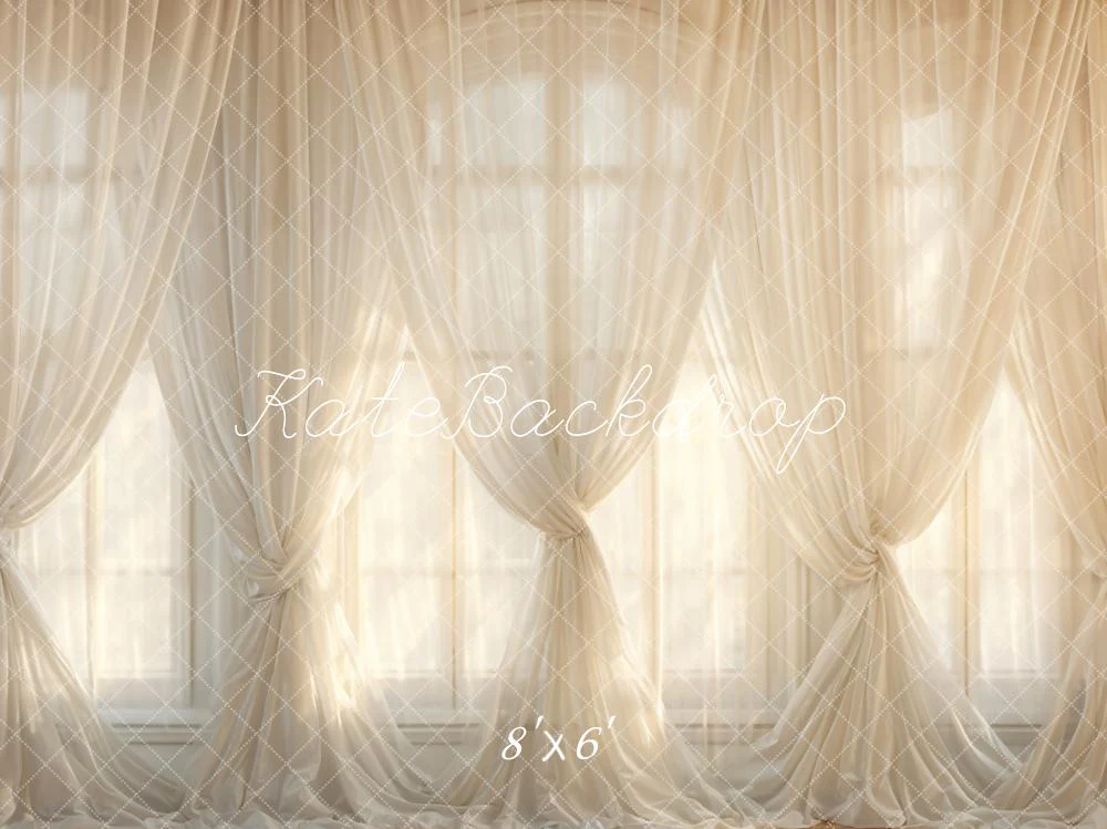 Kate White Curtains Window Room Backdrop Designed by Emetselch - Image 3
