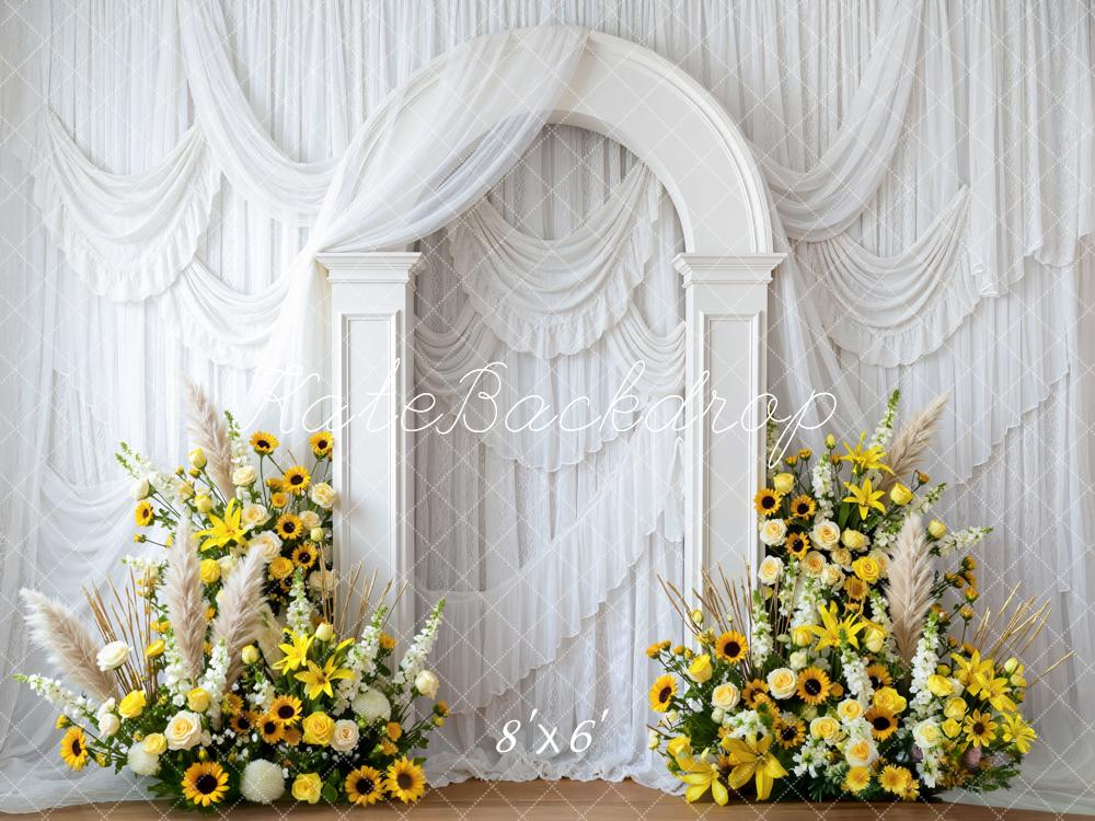 Kate White Drapes Arch Sunflowers Backdrop Designed by Mini MakeBelieve - Image 3