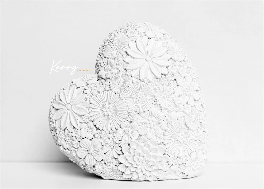 Kate White Floral Heart Mother's Day/Valentines Backdrop Designed by Kerry Anderson