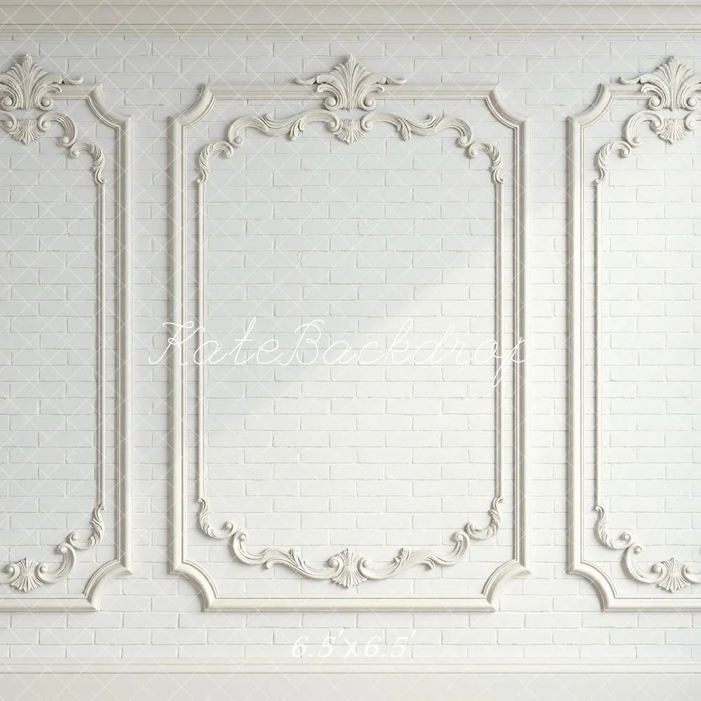 Kate White Ornate Moulding Brick Wall Backdrop Designed by Mini MakeBelieve - Image 2
