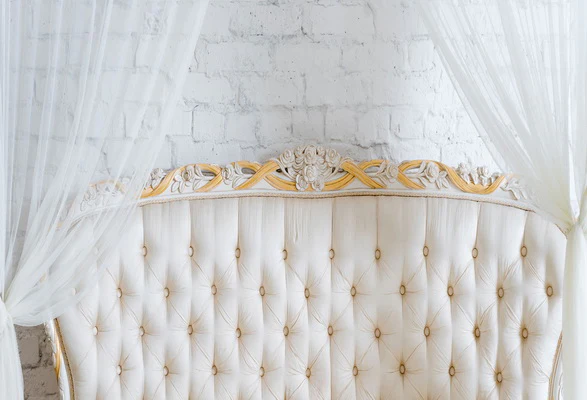 Kate White Wall with Curtains Headboard Backdrop for Photography