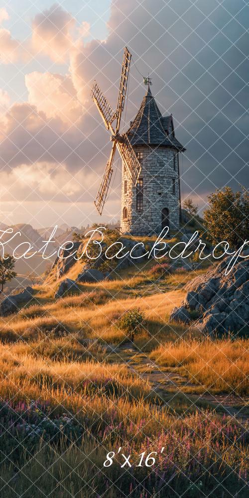Kate Windmill Stone Tower Meadow Backdrop Designed by Chain Photography - Image 10