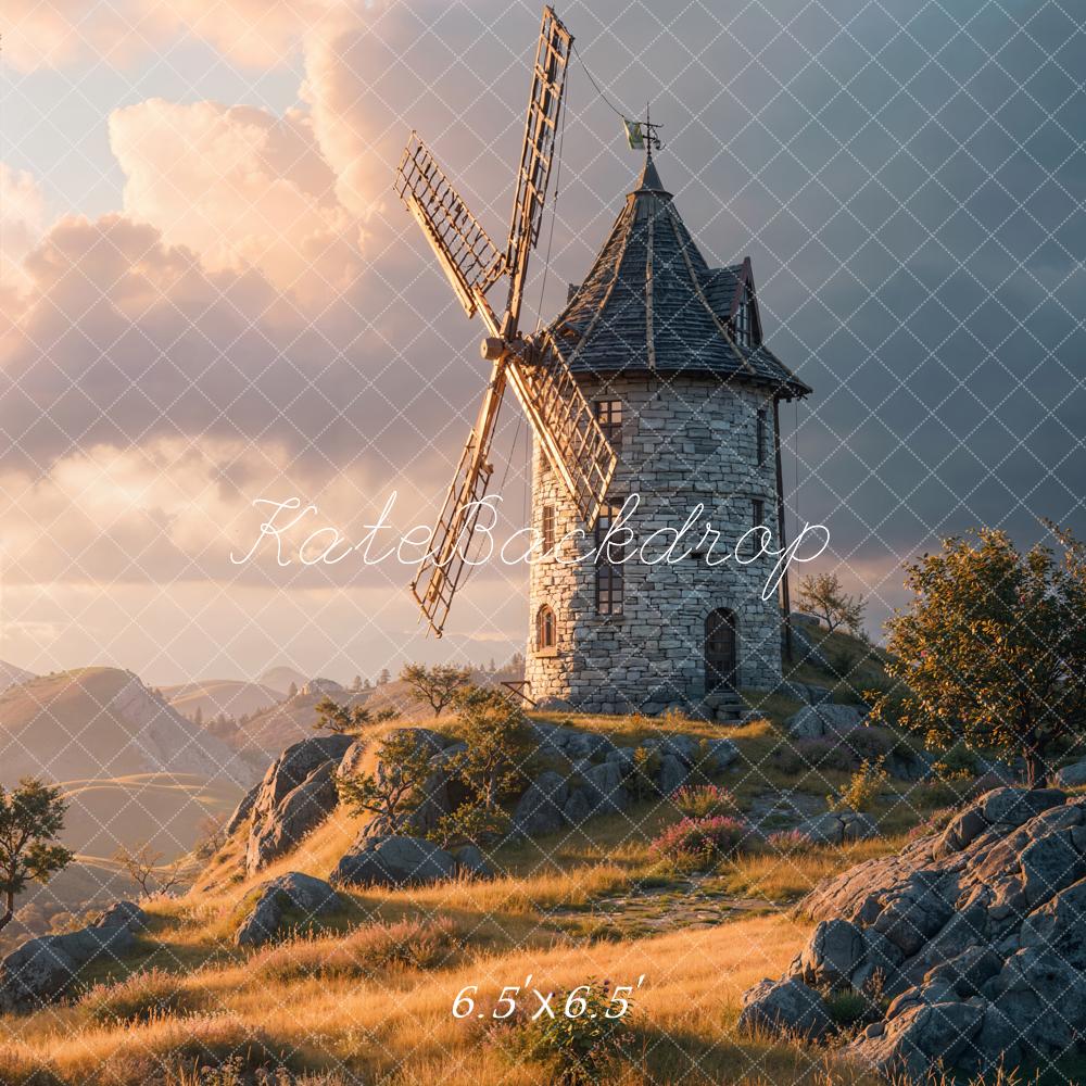 Kate Windmill Stone Tower Meadow Backdrop Designed by Chain Photography - Image 2