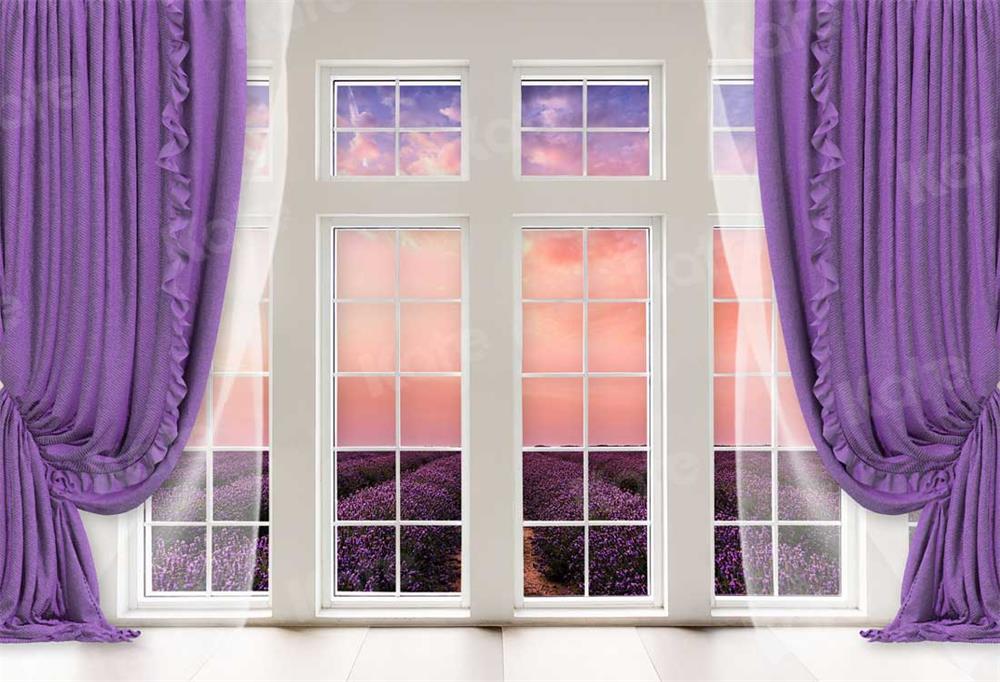 Kate Window Purple Curtain Lavender Backdrop for Photography