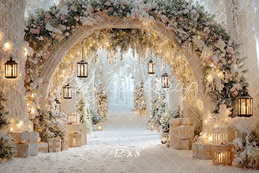 Kate Winter Arch Lanterns Fleece Backdrop Designed by Emetselch - Image 4