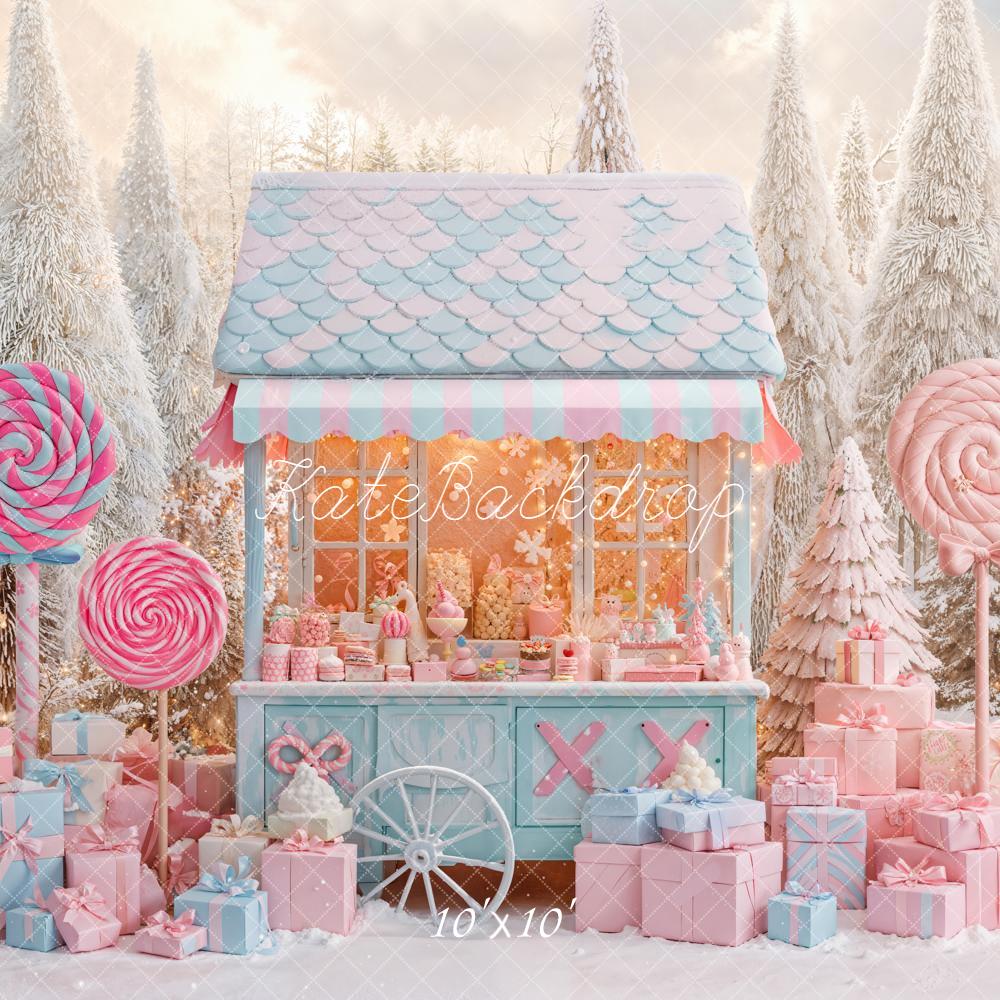 Kate Christmas Winter Candy Cart Lollipop Presents Backdrop Designed by Emetselch - Image 7