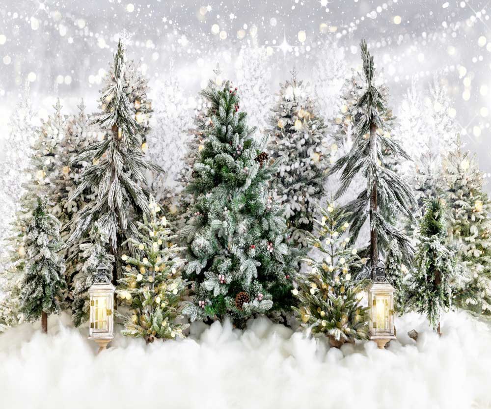 Kate Winter Christmas Tree Park Snow Backdrop Designed by Emetselch - Image 3