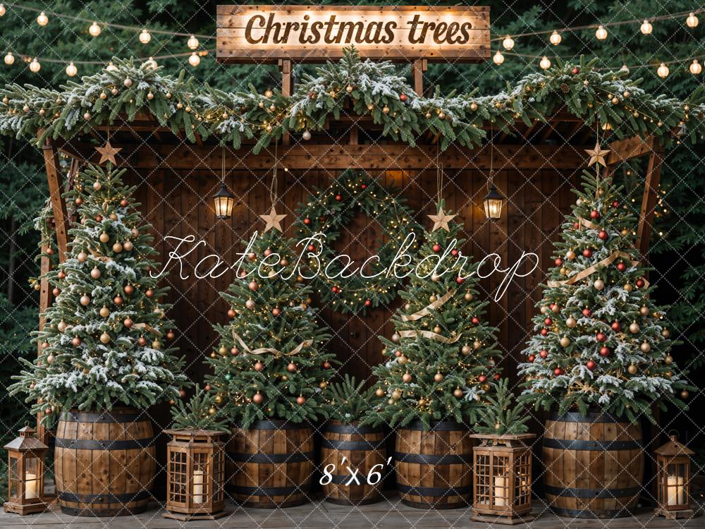 Kate Winter Dark Green Christmas Tree Forest Backdrop Designed by Emetselch - Image 5
