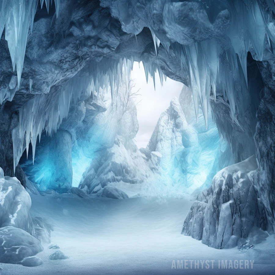Kate Winter Frozen Ice Cave Backdrop Designed by Angela Marie Photography - Image 2