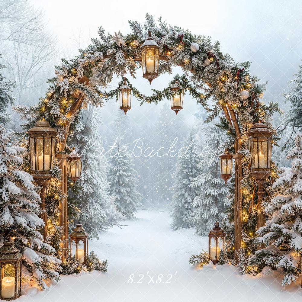 Kate Winter Garland Arch Lantern Snow Forest Backdrop Designed by Emetselch - Image 5