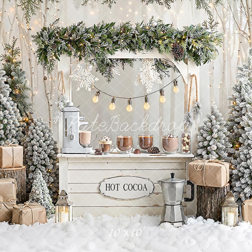 Kate Winter Christmas Hot Cocoa Gifts Snowy Trees Backdrop Designed by Emetselch - Image 7