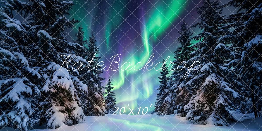 Kate Winter Snow Forest Aurora Backdrop Designed by Happy Squirrel Design - Image 8
