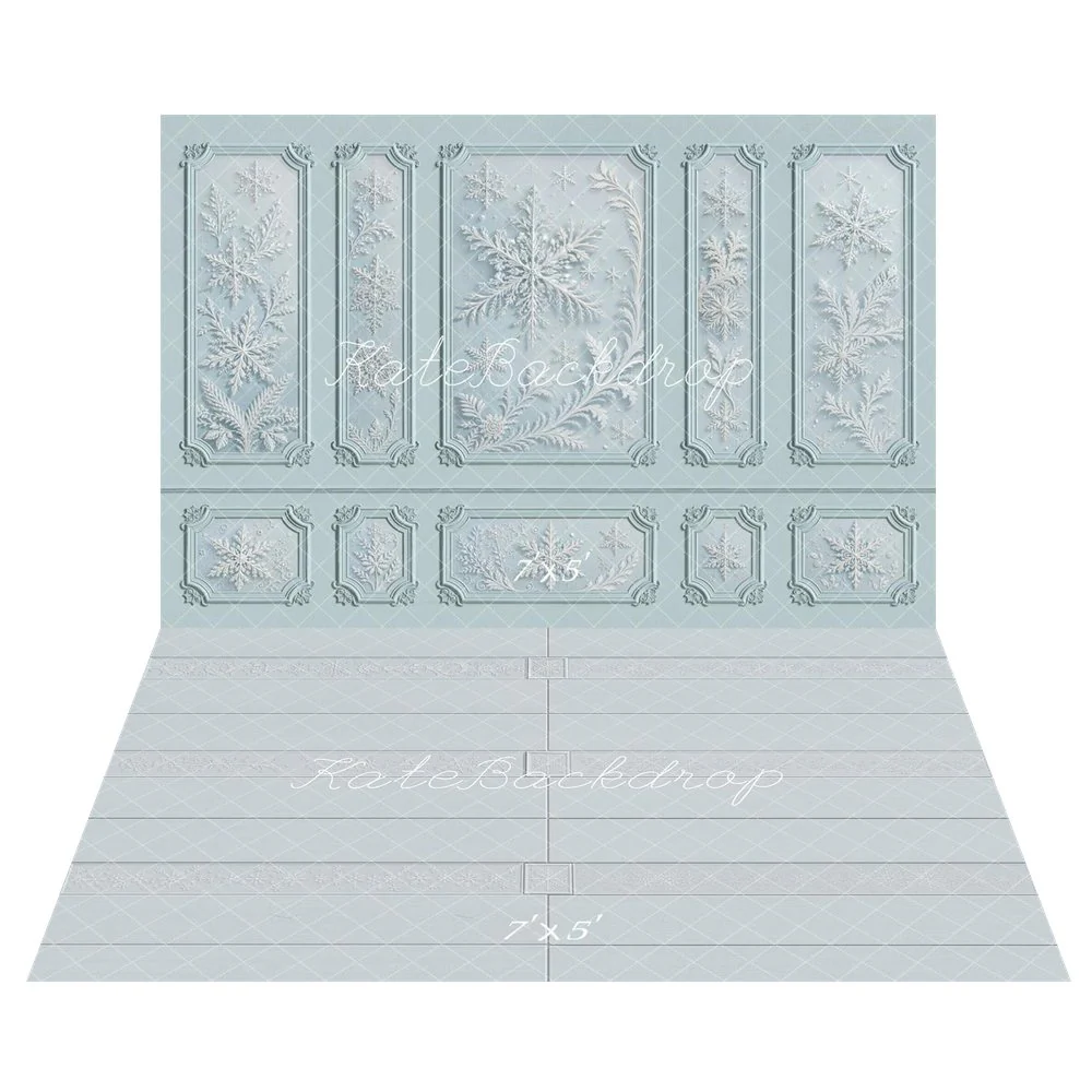 Kate Winter Snowflake Ornate Panels Blue Backdrop+Grey Embossed Ground Backdrop - Image 2