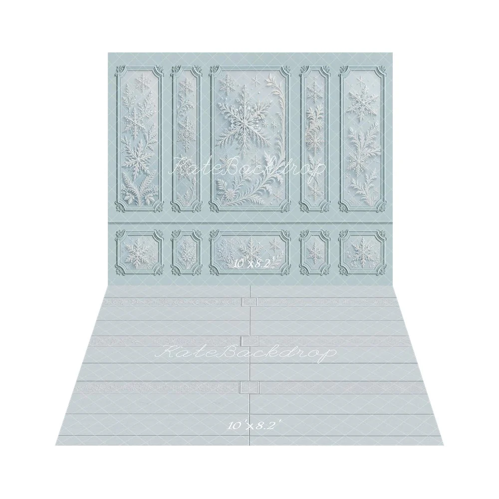 Kate Winter Snowflake Ornate Panels Blue Backdrop+Grey Embossed Ground Backdrop - Image 3