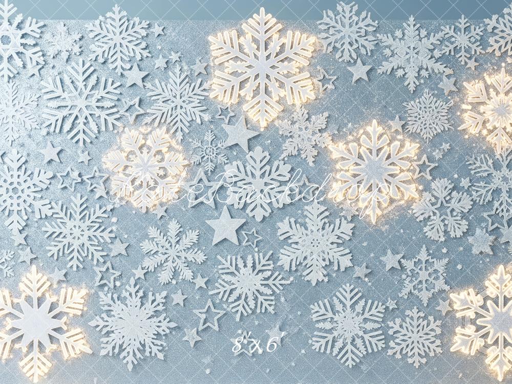 Kate Winter Snowflakes Stars Glitter Fleece Backdrop Designed by Patty Robert