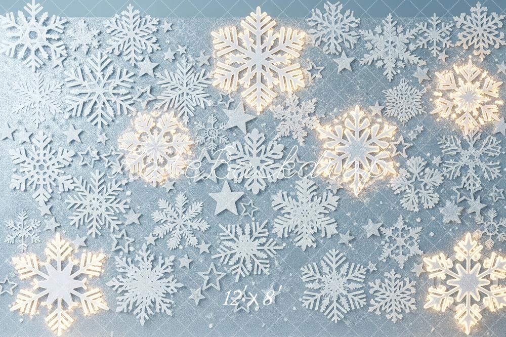 Kate Winter Snowflakes Stars Glitter Fleece Backdrop Designed by Patty Robert - Image 4
