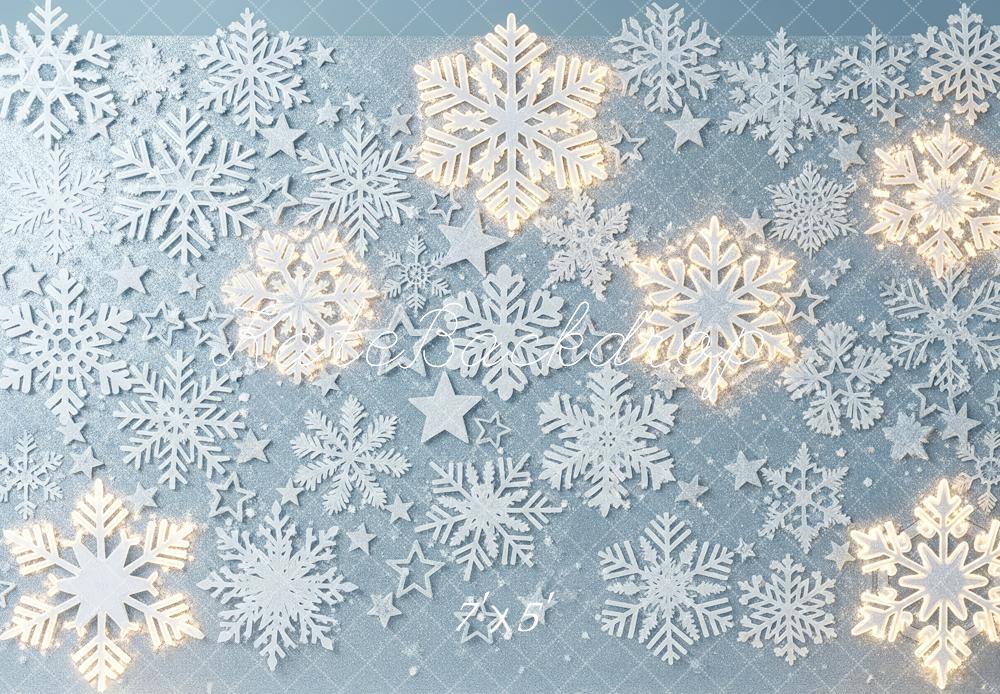 Kate Winter Snowflakes Stars Lights Backdrop Designed by Patty Robert