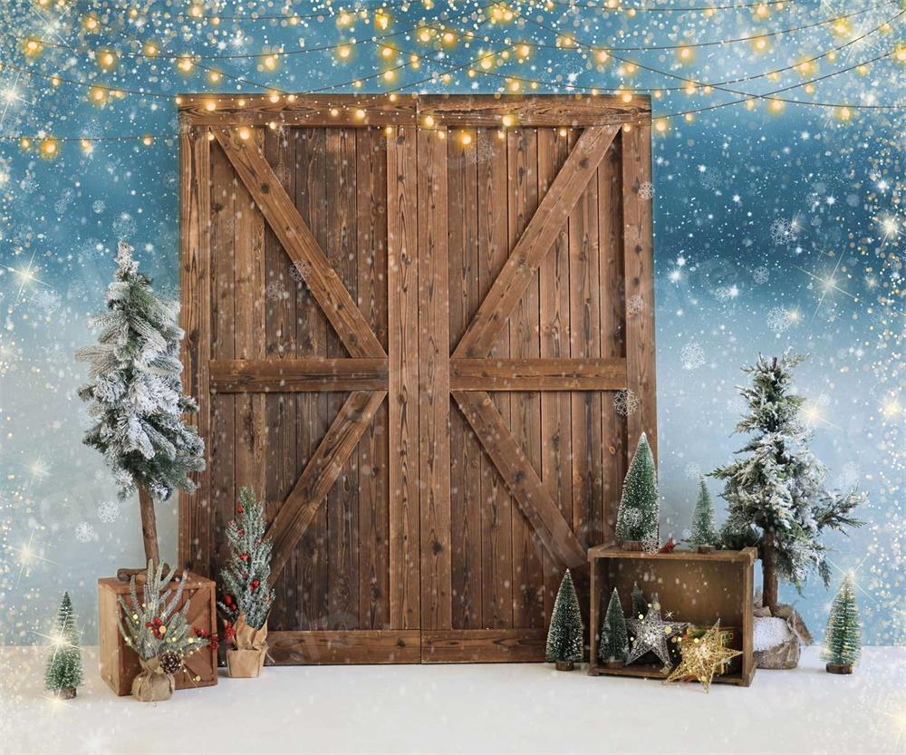 Kate Winter Snowy Trees Barn Door Backdrop for Photography - Image 3
