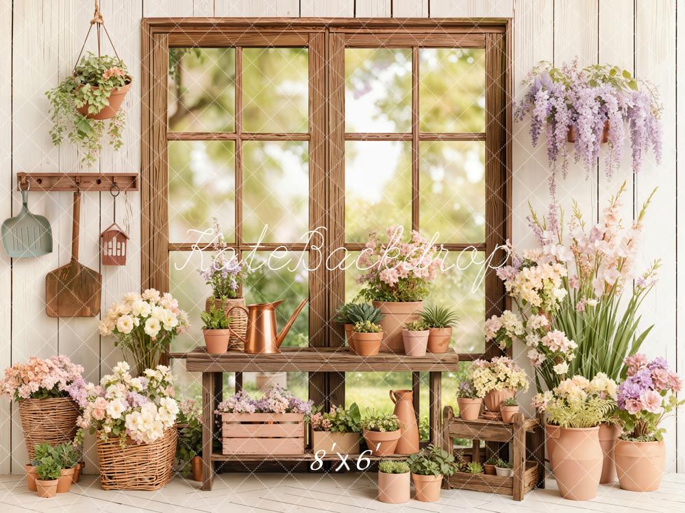 Kate Wooden Window Flower Pots Rustic Backdrop Designed by Emetselch - Image 3