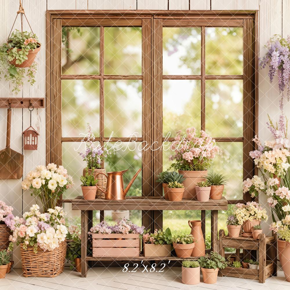 Kate Wooden Window Flower Pots Rustic Backdrop Designed by Emetselch - Image 5