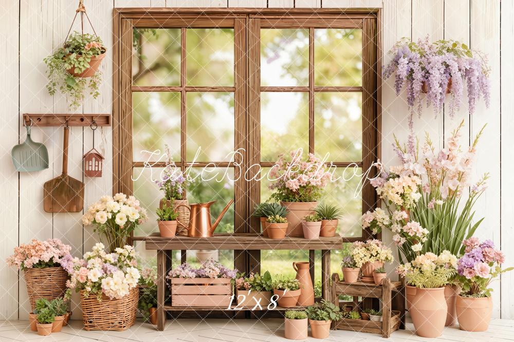 Kate Wooden Window Flower Pots Rustic Backdrop Designed by Emetselch - Image 8